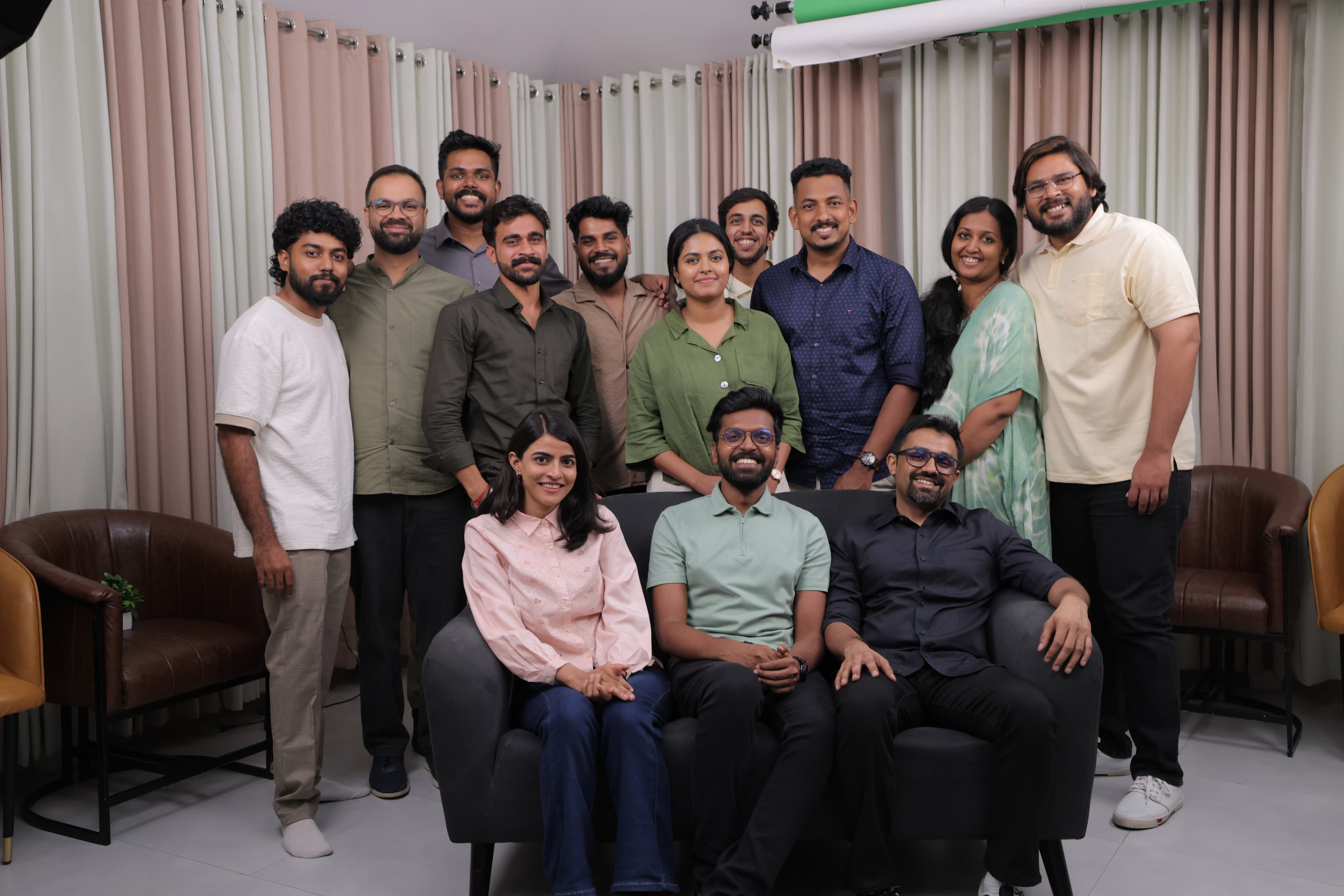 The BitSave team recording a podcast in Kochi, Kerala — sharing research and perspectives on calm, long-term crypto index investing. BitSave team shooting a podcast in Kochi